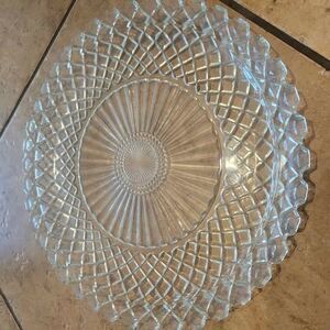 14" Anchor Hocking Waterford Waffle Pattern Glass Platter